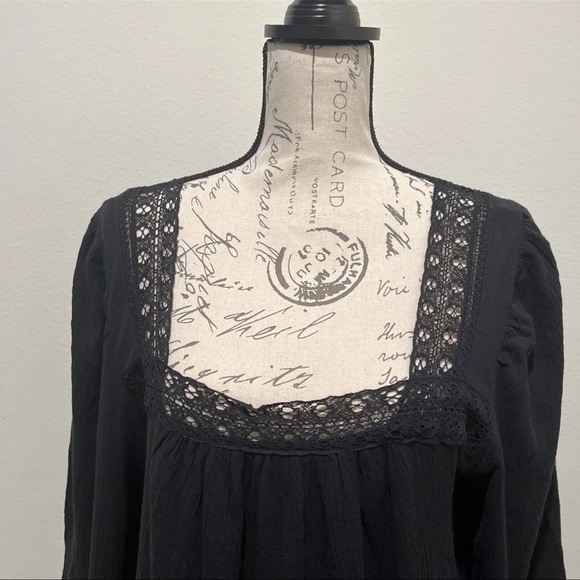 Universal Thread Women's Black midi Balloon Sleeve lace trim Tiered Dress size L - Picture 6 of 8